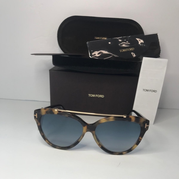 💯 Original Tom Ford Brown Tortoise Gradient Livia Sunglasses - Picture 4 of 13